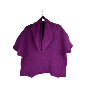 Lands End Size 2X 20W-22W Women's Alpaca & Wool Blend Poncho Sweater Purple